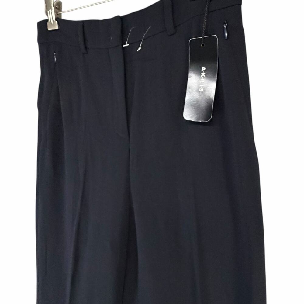 Akris Flore Navy Wool Stretch Tailored Trousers Womens 6 Quiet Luxury NWT $995 - Picture 2 of 15
